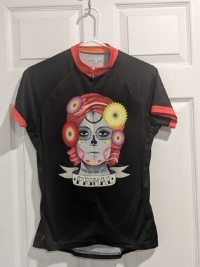 Primal Wear "Day of the Dead" Sugar Skull Cycling Jersey - Women’s Medium